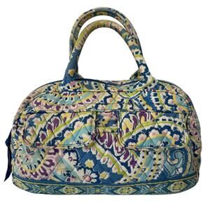 Vera Bradley Capri Blue Lola Mini Bowler Handbag Lightweight Cotton Tote Bag